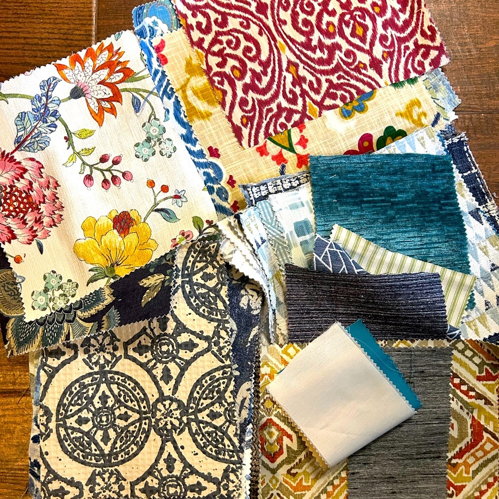 Designer Assorted Fabric Sample Swatches, 20 pc lot, Assorted Color and Pattern